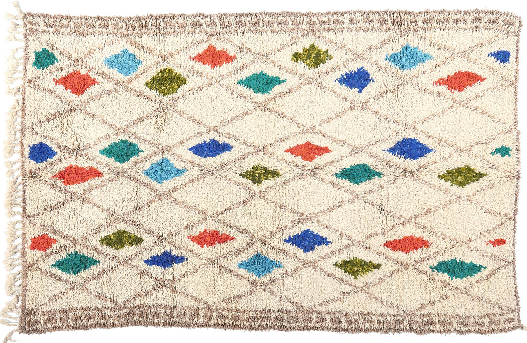 Colorful Moroccan Azilal Rug, Cozy Hygge Meets Modern Boho Chic For Sale 3
