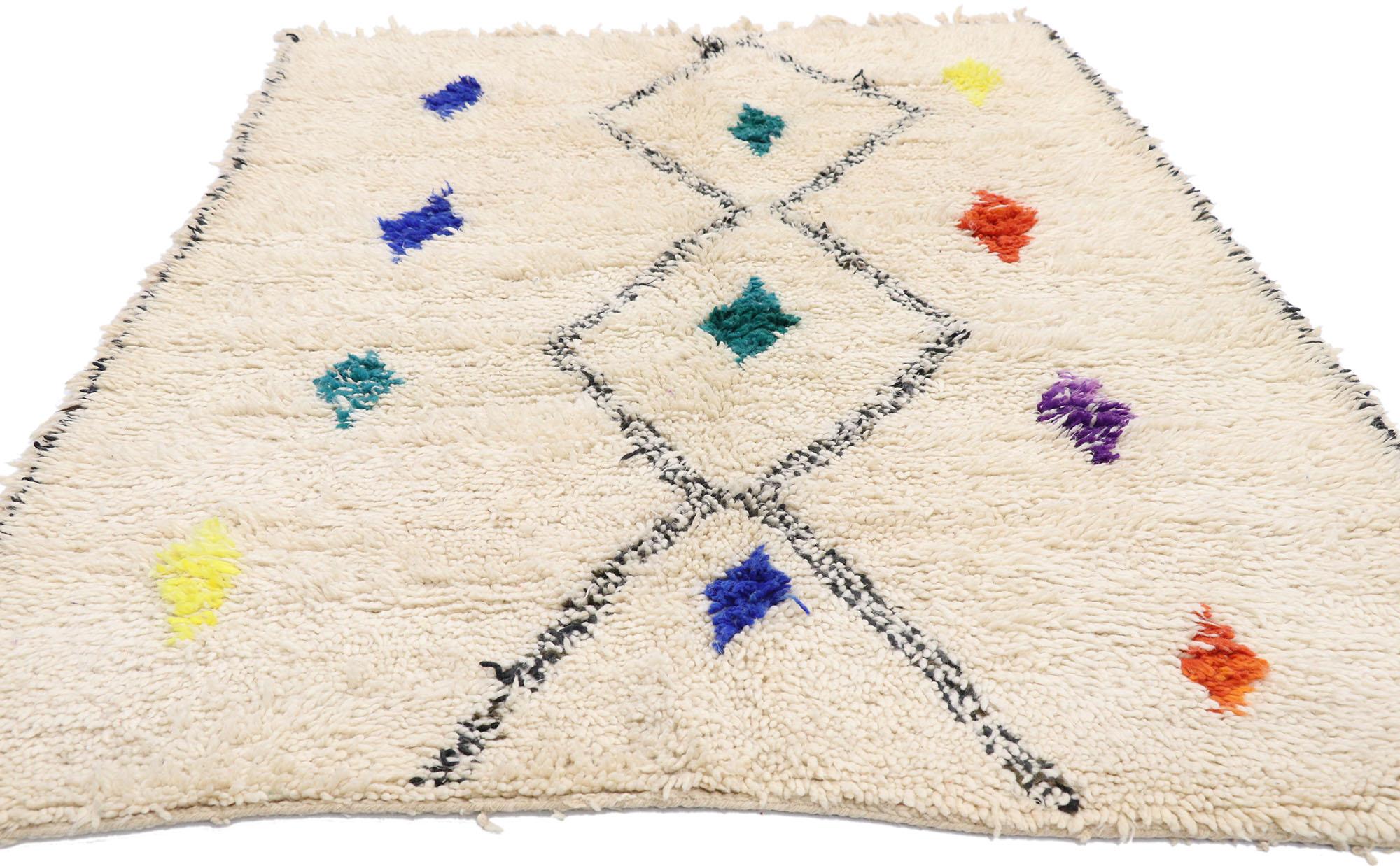 Bohemian New Contemporary Berber Moroccan Azilal Rug with Tribal Boho Hygge Style For Sale