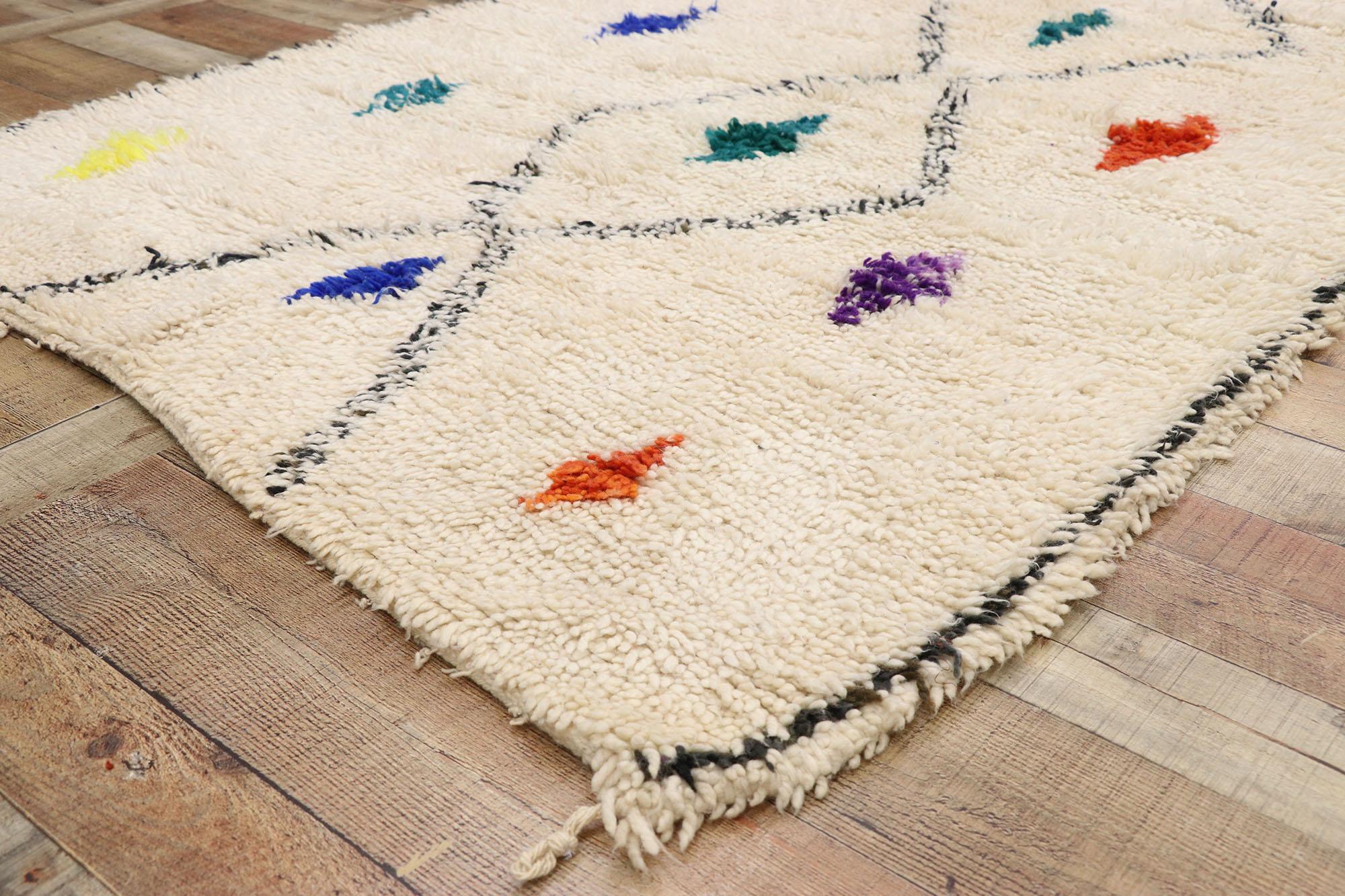 Wool New Contemporary Berber Moroccan Azilal Rug with Tribal Boho Hygge Style For Sale