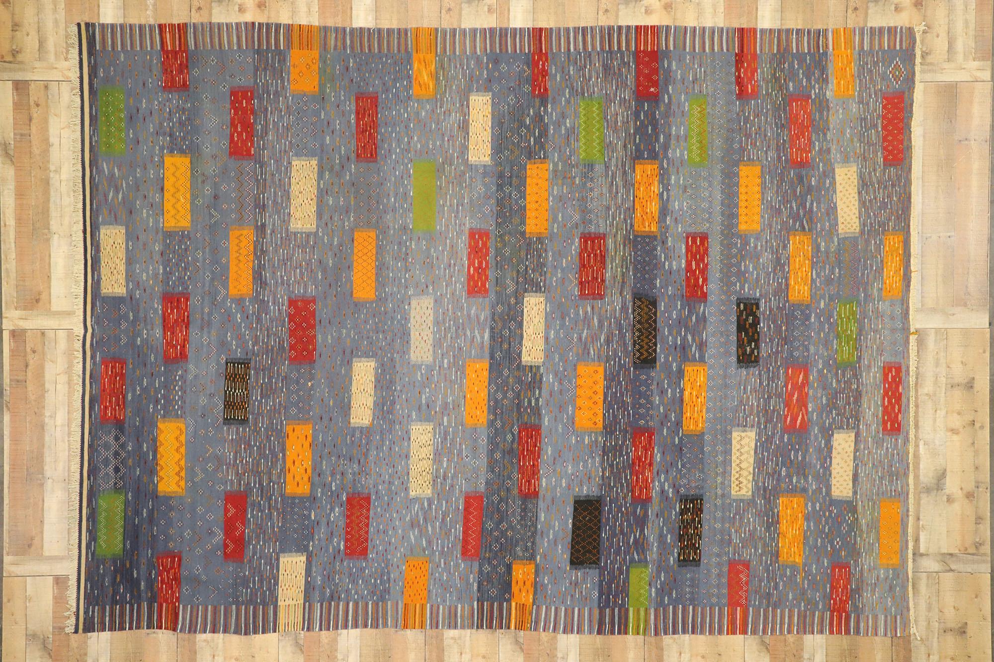Laine Nouveau tapis berbère contemporain Kilim marocain:: tapis moderne de style cabane à tissage plat en vente