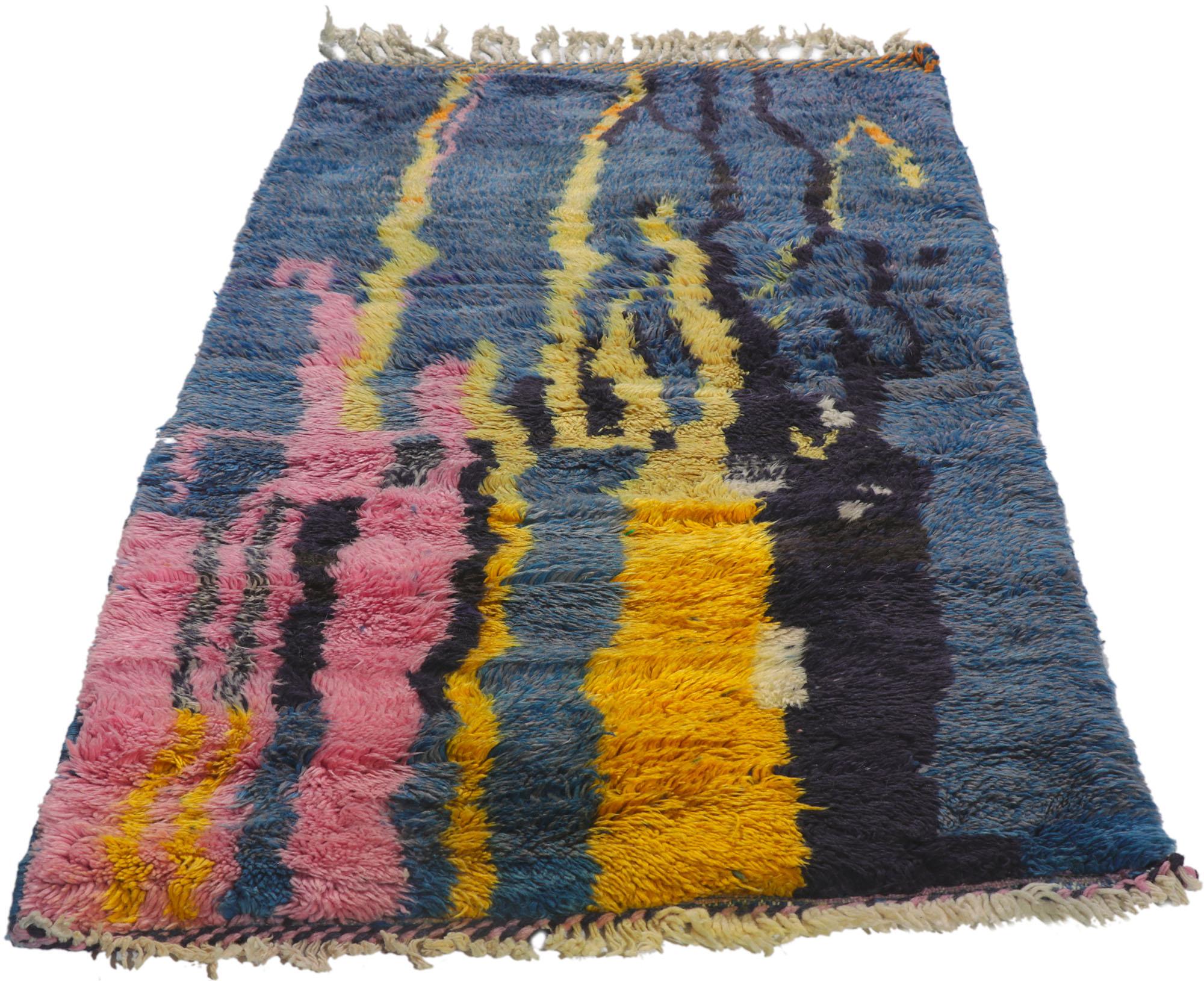 Tribal Colorful Abstract Moroccan Rug, Abstract Expressionism Meets Nomadic Charm