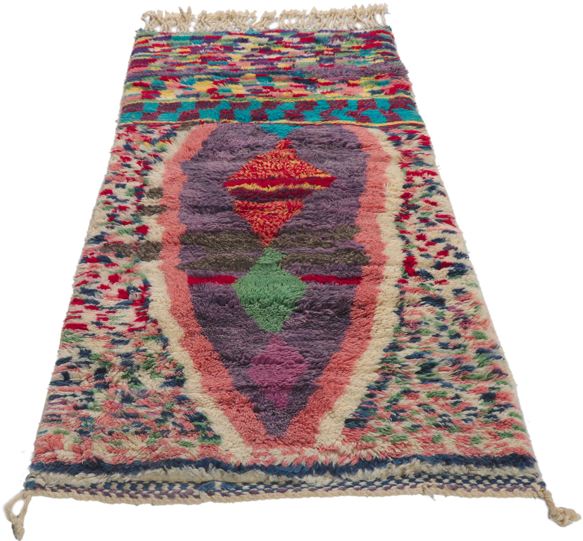 Tribal Colorful Abstract Moroccan Rug, Abstract Expressionism Meets Nomadic Charm For Sale