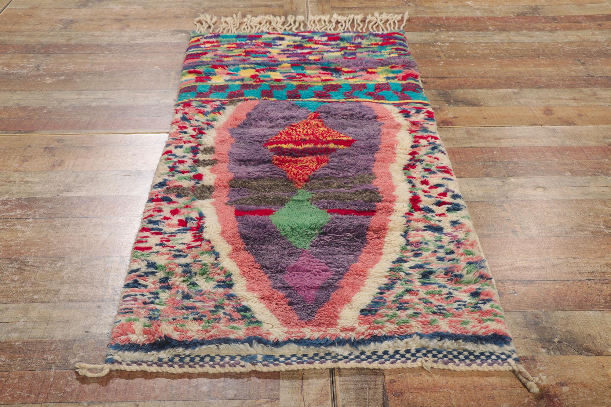 Wool Colorful Abstract Moroccan Rug, Abstract Expressionism Meets Nomadic Charm For Sale