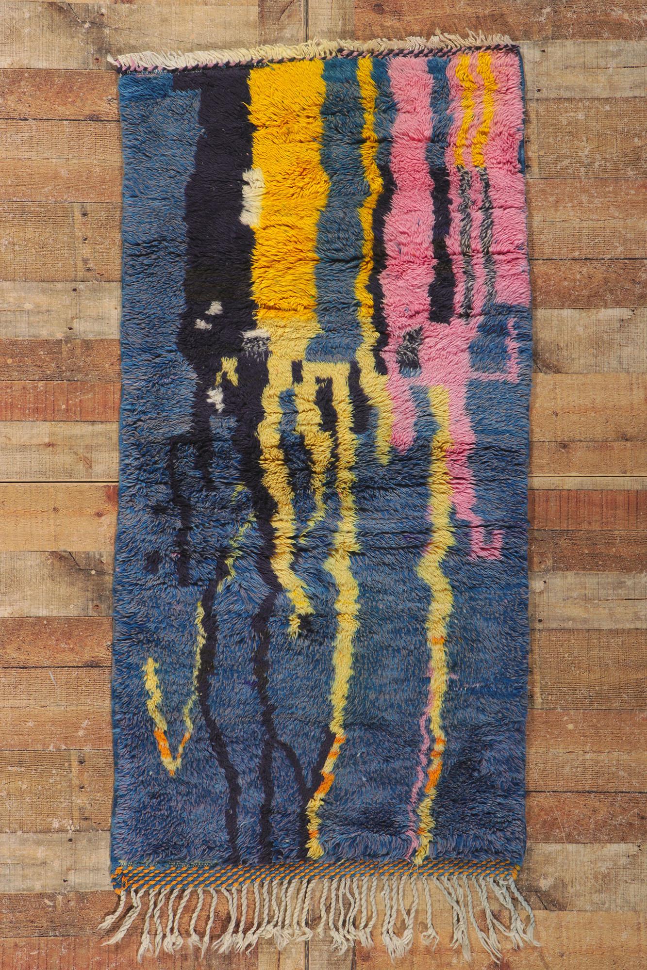 Colorful Abstract Moroccan Rug, Abstract Expressionism Meets Nomadic Charm 1