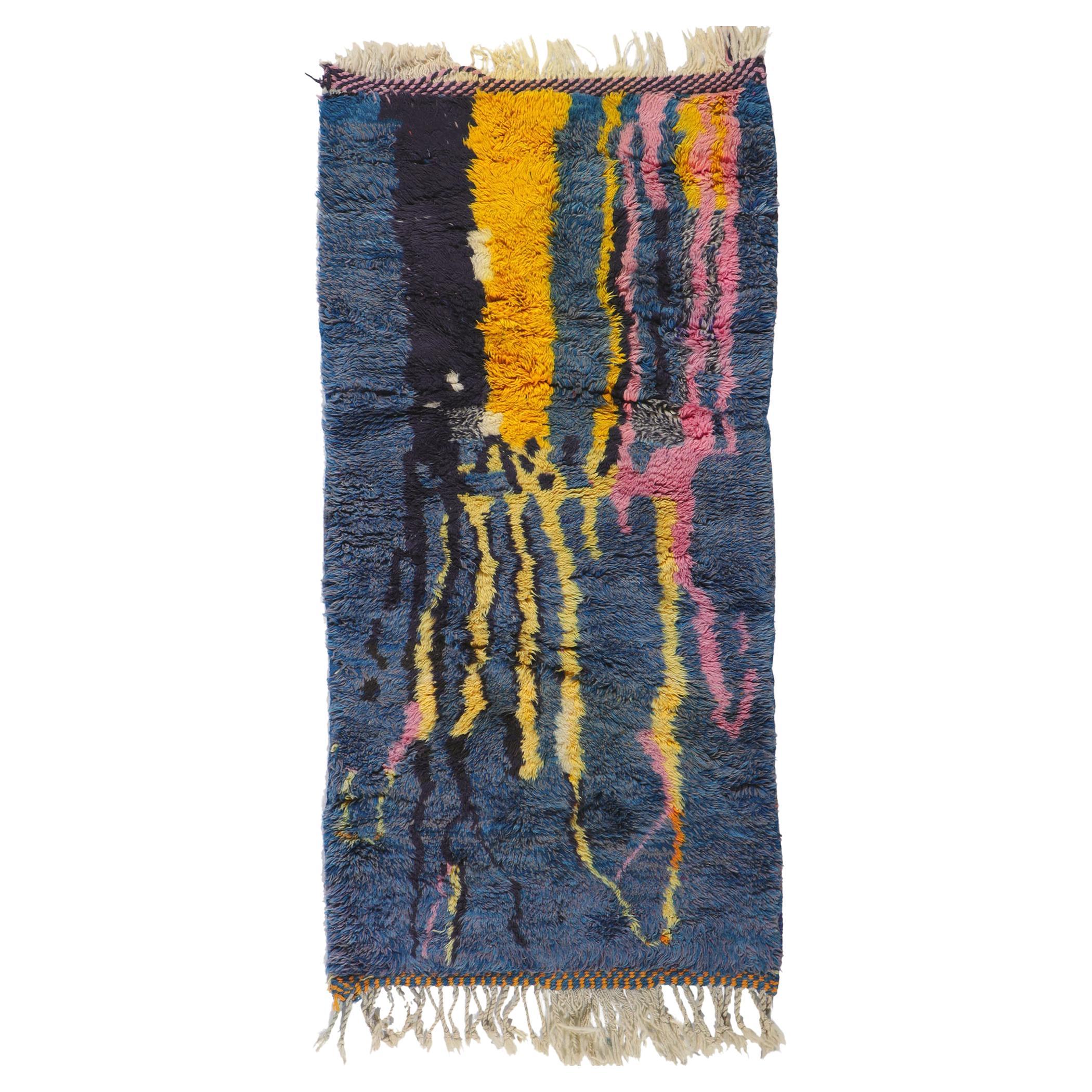 Colorful Abstract Moroccan Rug, Abstract Expressionism Meets Nomadic Charm For Sale