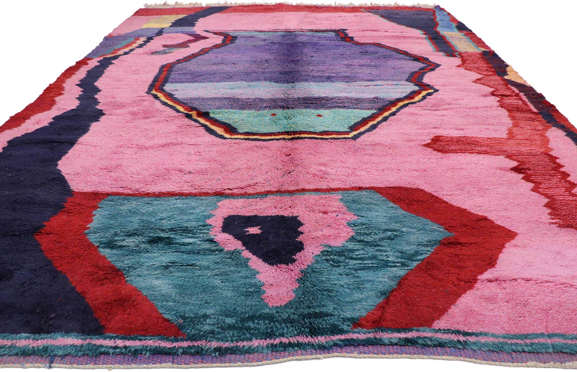 Post-Modern Large Authentic Berber Abstract Moroccan Rug, Nomadic Charm Meets Cubist Style For Sale