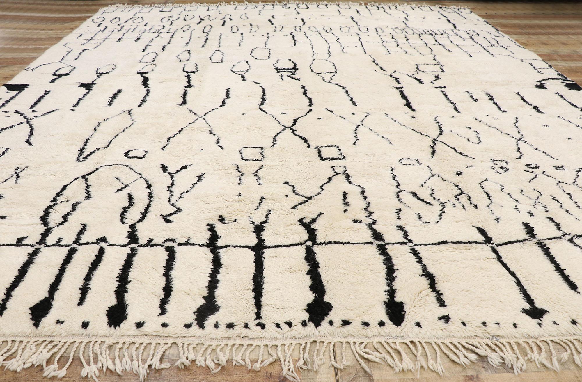 Wool New Contemporary Berber Moroccan Rug Inspired by Cy Twombly For Sale