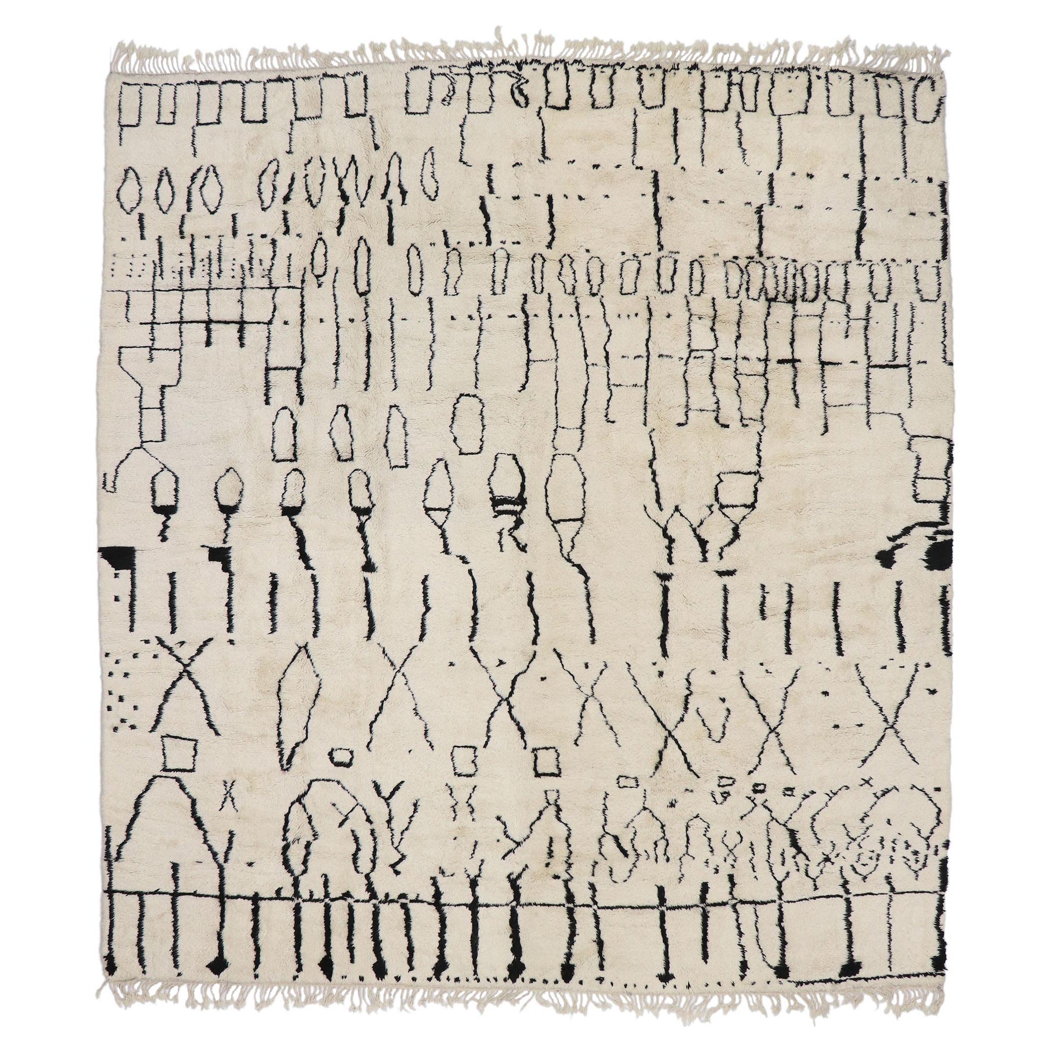 Nueva alfombra bereber marroquí contemporánea inspirada en Cy Twombly en venta