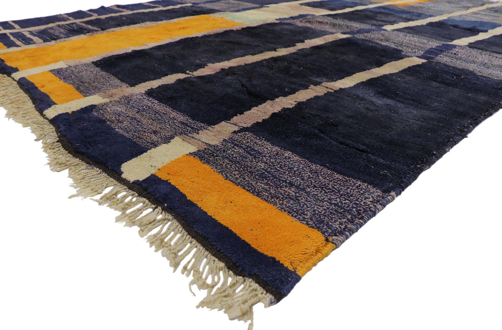 21641, new contemporary Berber Moroccan rug Inspired by Gunta Stölzl. Showcasing a bold expressive design, incredible detail and texture, this hand knotted wool contemporary Berber Moroccan rug is a captivating vision of woven beauty. The bold