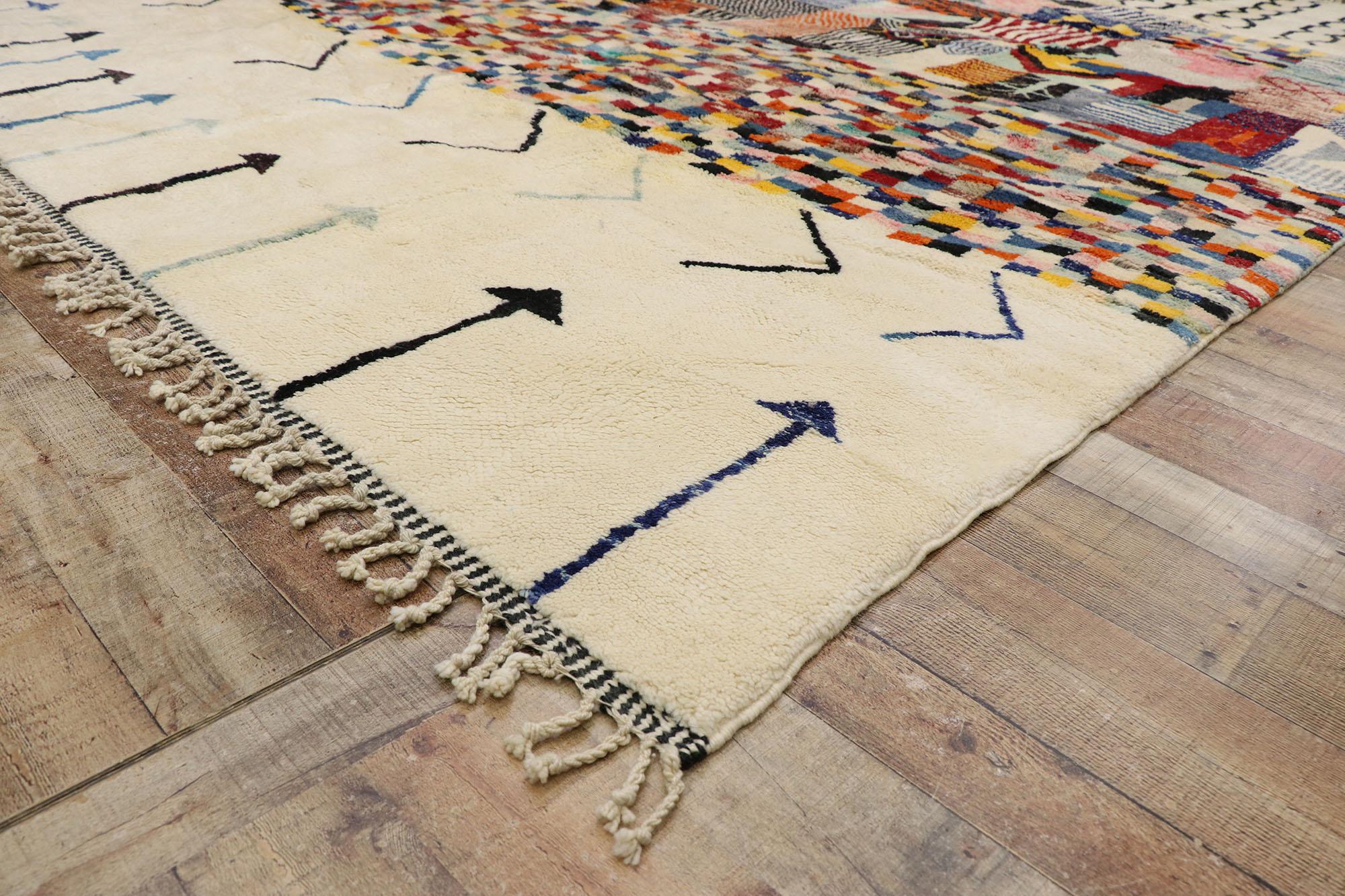 Hand-Knotted New Contemporary Abstract Beni Mrirt Moroccan Rug Inspired by Gunta Stölzl For Sale