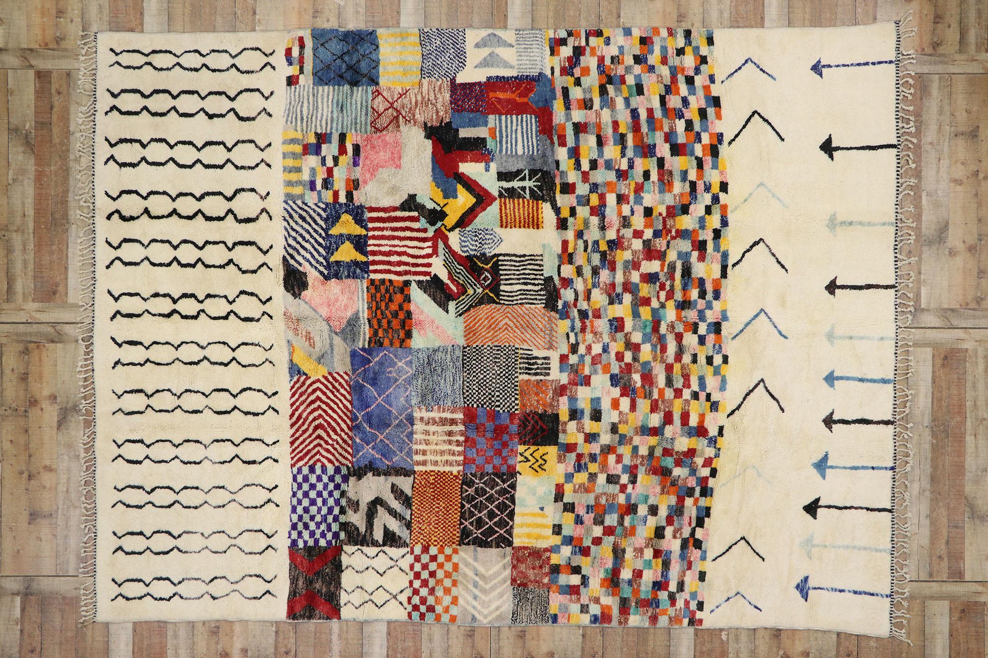 Wool New Contemporary Abstract Beni Mrirt Moroccan Rug Inspired by Gunta Stölzl For Sale