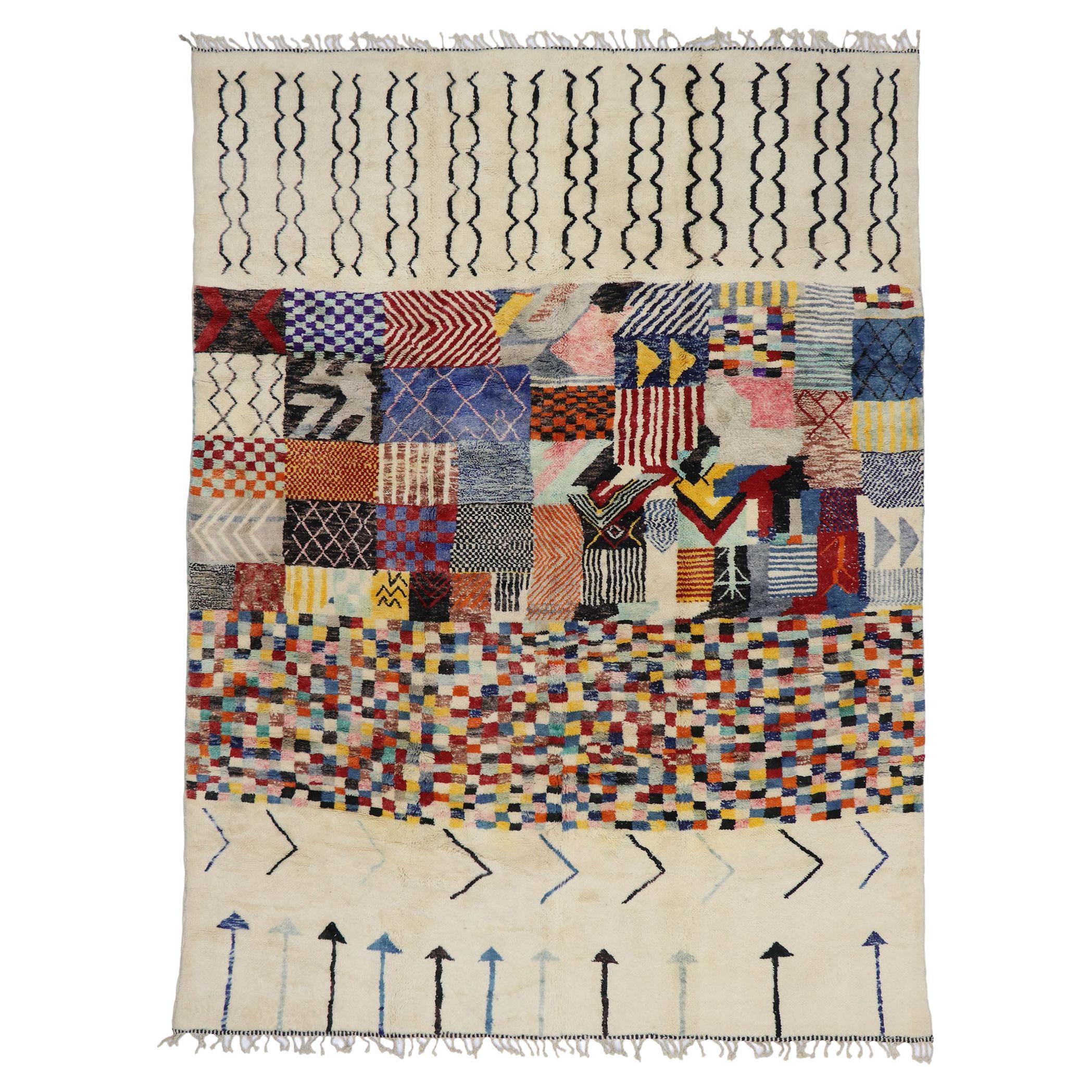 New Color Block Moroccan Rug Inspired by Gunta Stölzl For Sale