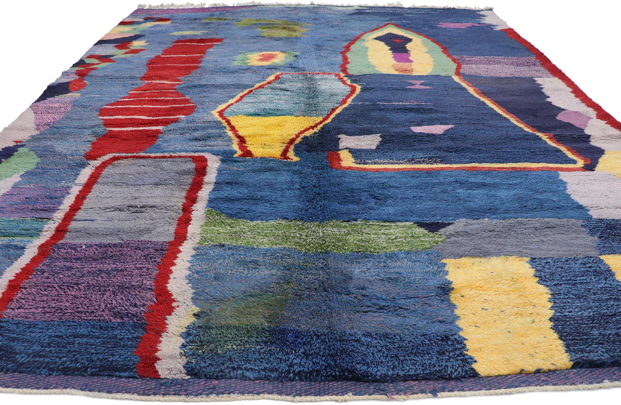 Expressionist Large Authentic Berber Moroccan Rug, Nomadic Charm Meets Abstract Style For Sale