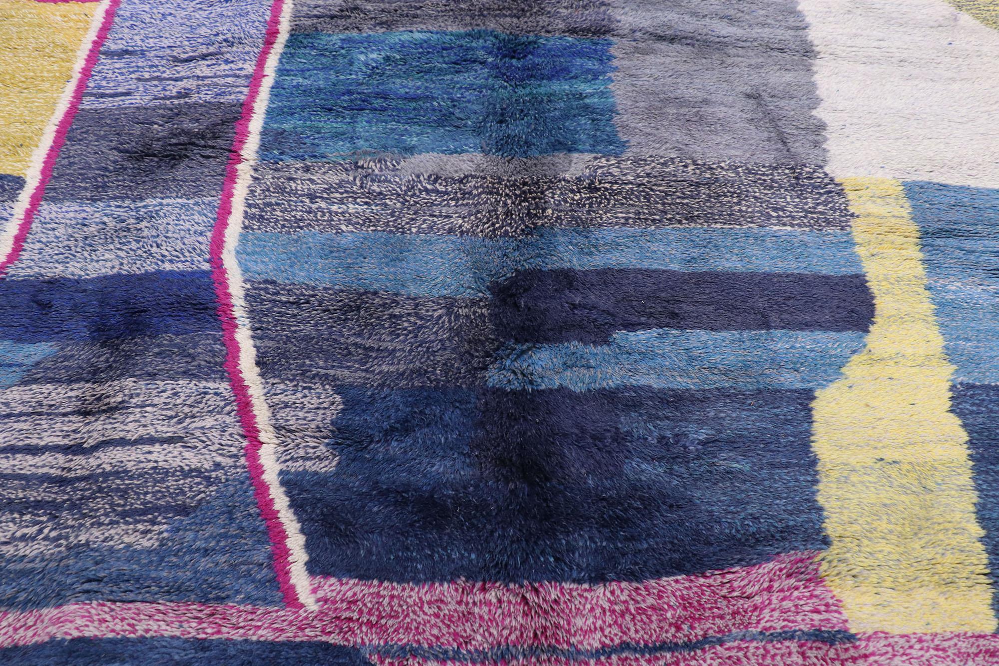 Hand-Knotted New Contemporary Berber Moroccan Rug Inspired by Helen Frankenthaler For Sale