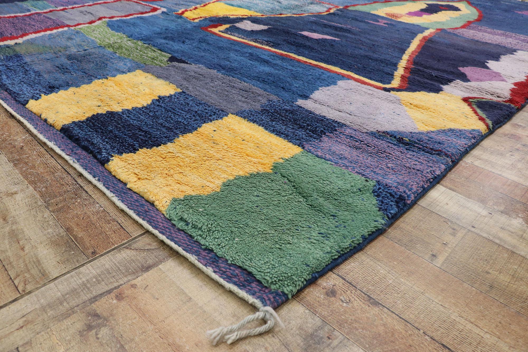 Contemporary Large Authentic Berber Moroccan Rug, Nomadic Charm Meets Abstract Style For Sale