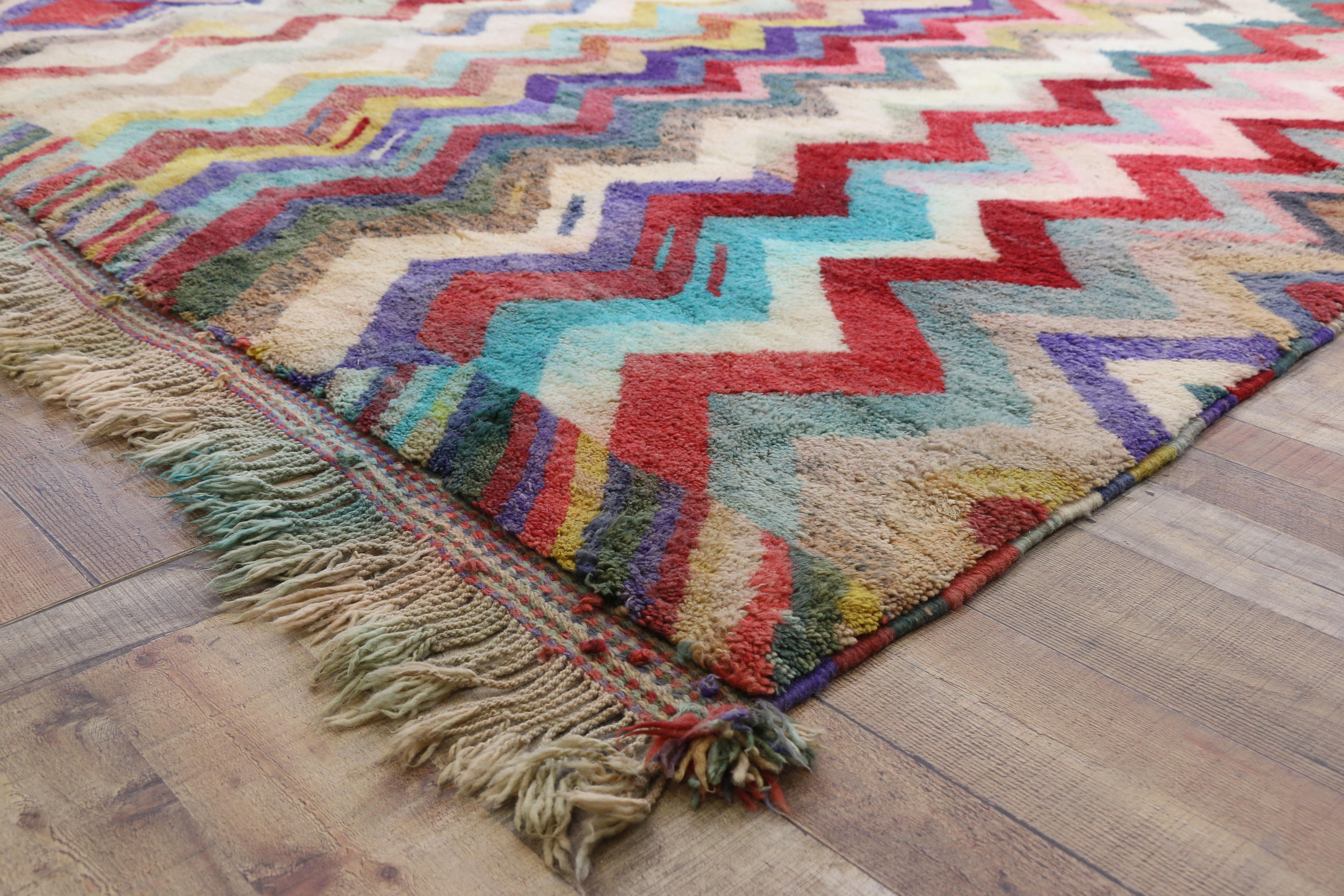 Post-Modern New Contemporary Berber Moroccan Rug Inspired by Missoni Home