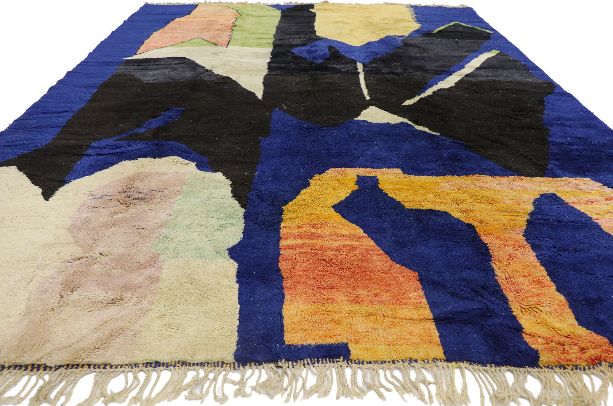 Expressionniste Nouveau tapis marocain à blocs de couleurs inspiré par Paul Klee, tribus berbères du Maroc en vente