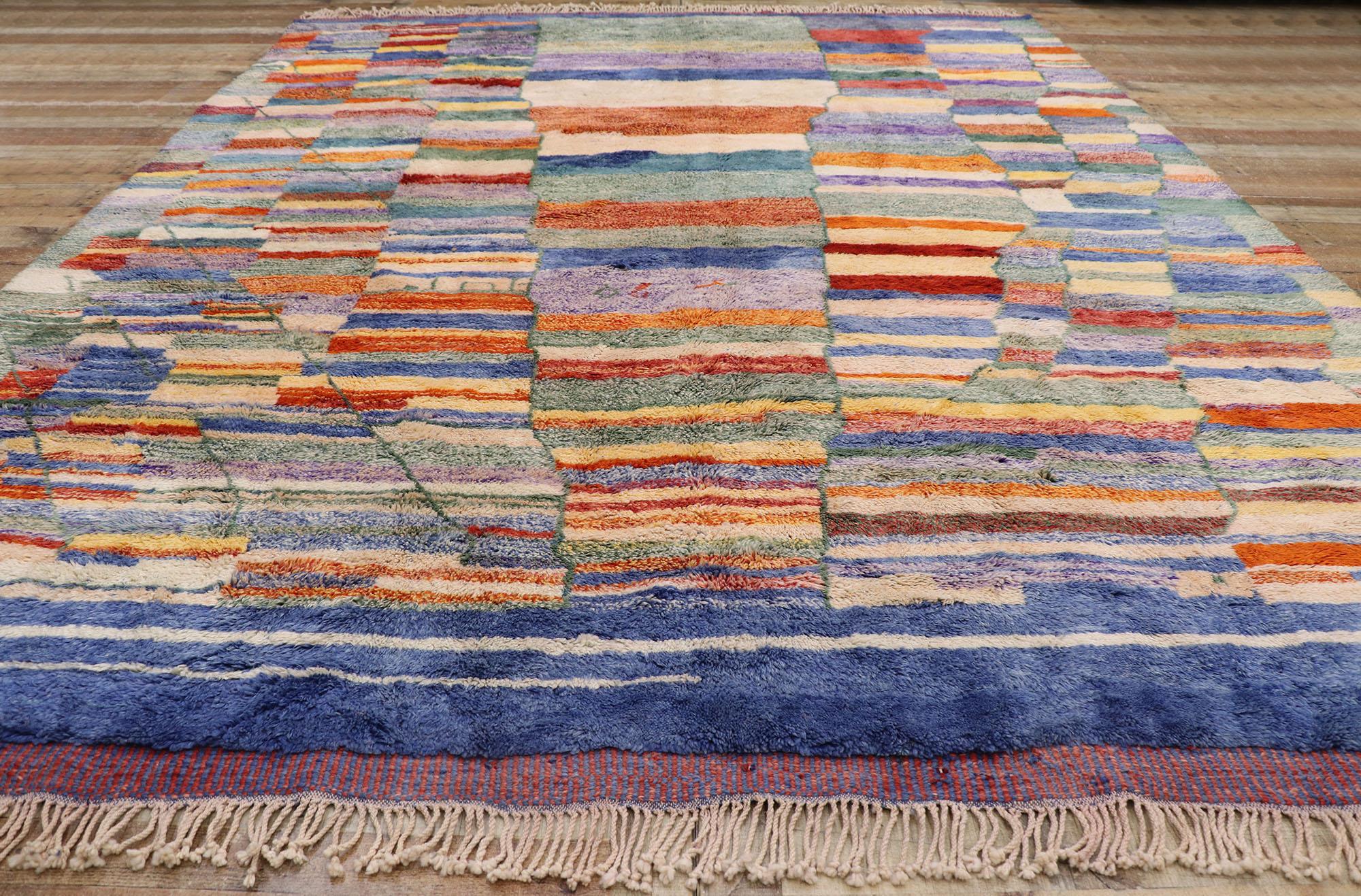 Wool New Contemporary Berber Beni Mrirt Abstract Moroccan Rug, 10'04 x 112'11 For Sale