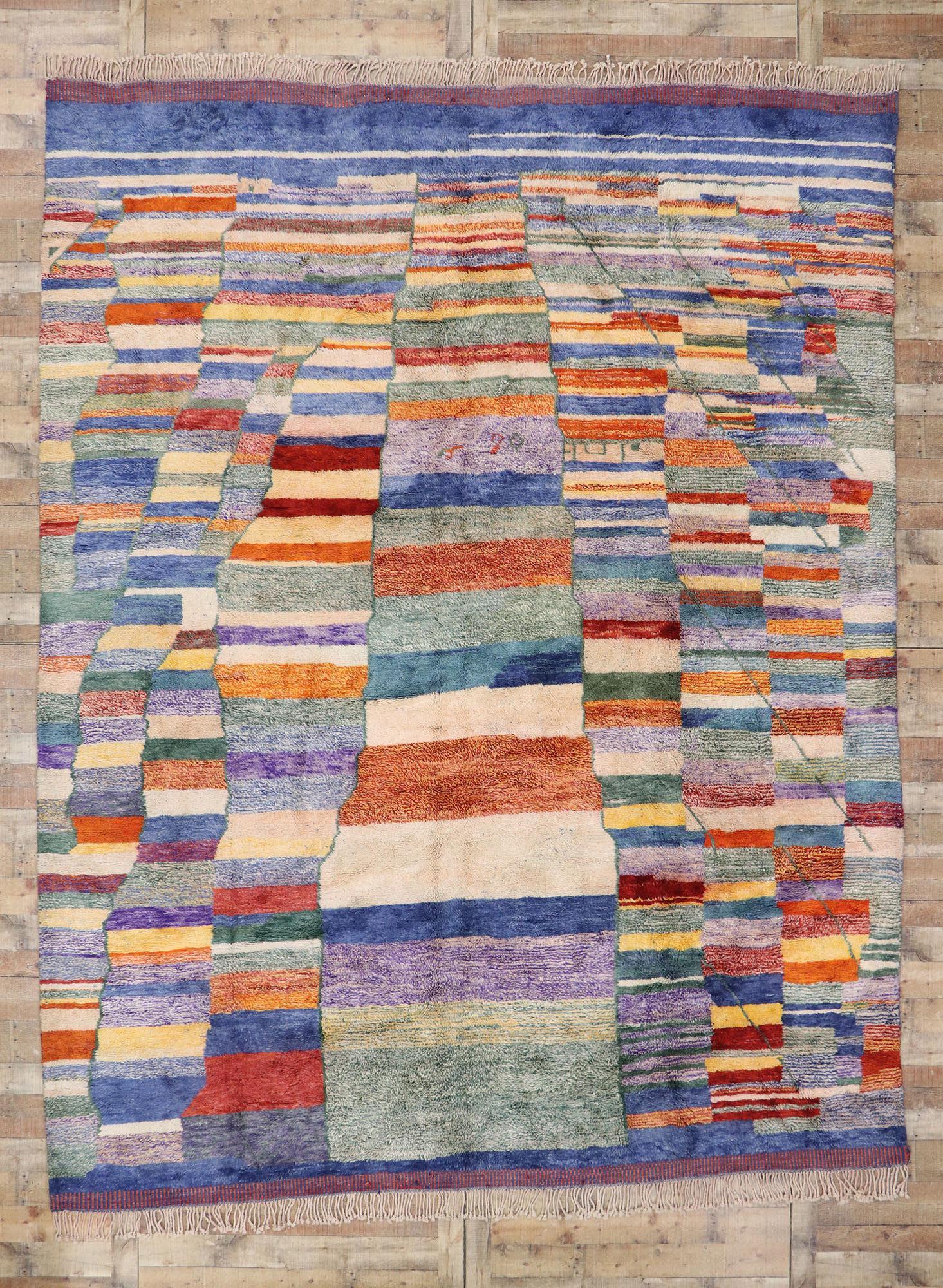Wool Berber Beni Mrirt Moroccan Rug Inspired by Paul Klee For Sale