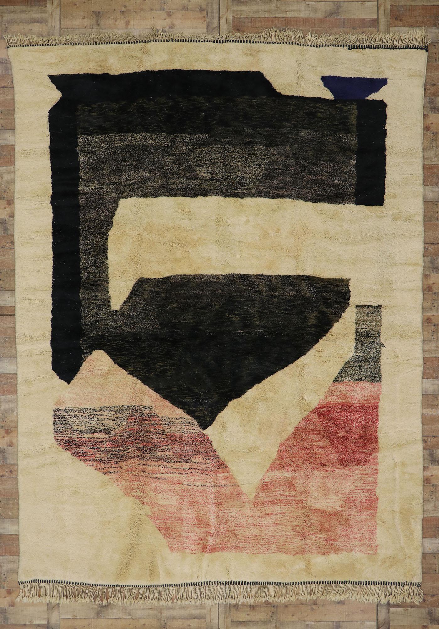 Wool New Contemporary Berber Moroccan Rug Inspired by Victor Pasmore For Sale