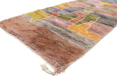 New Colorful Abstract Moroccan Rug with Soft Earth-Tone Colors