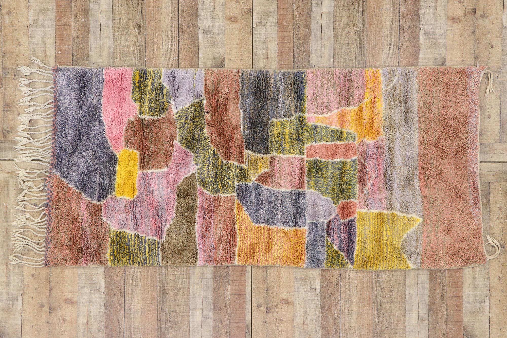 New Colorful Abstract Moroccan Rug with Soft Earth-Tone Colors For Sale 1