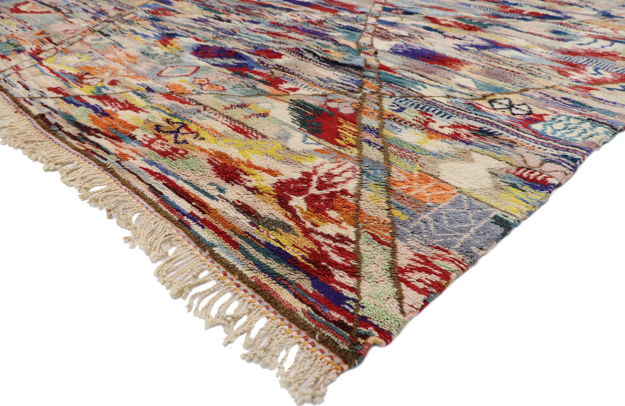 21155 New Contemporary Berber Moroccan rug with Abstract Expressionist Style 10'05 x 13'02. Showcasing a bold expressive design, incredible detail and texture, this hand knotted wool contemporary Berber Moroccan rug is a captivating vision of woven