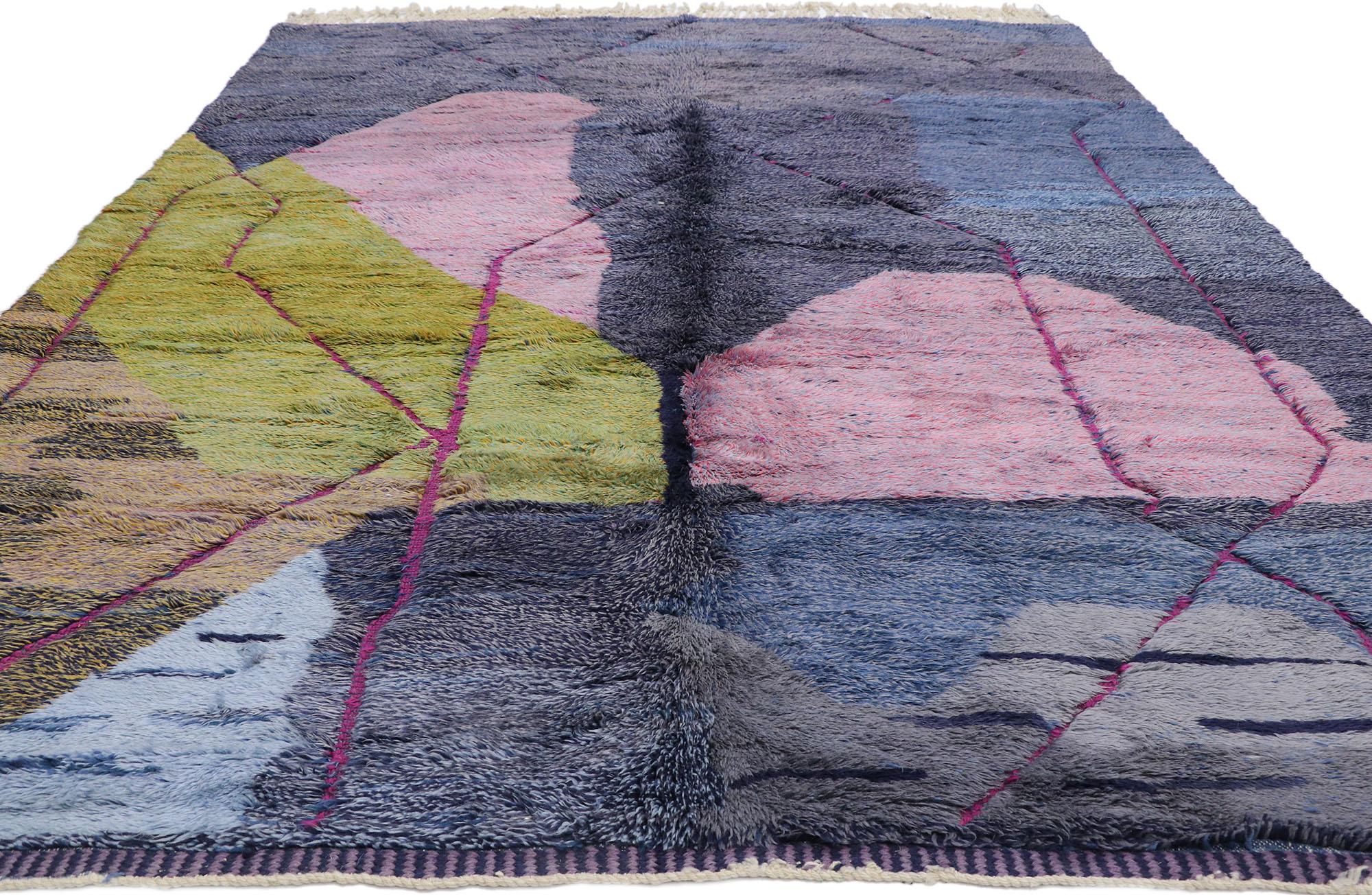 Expressionist Colorful Abstract Moroccan Rug, Abstract Expressionism Meets Nomadic Charm For Sale