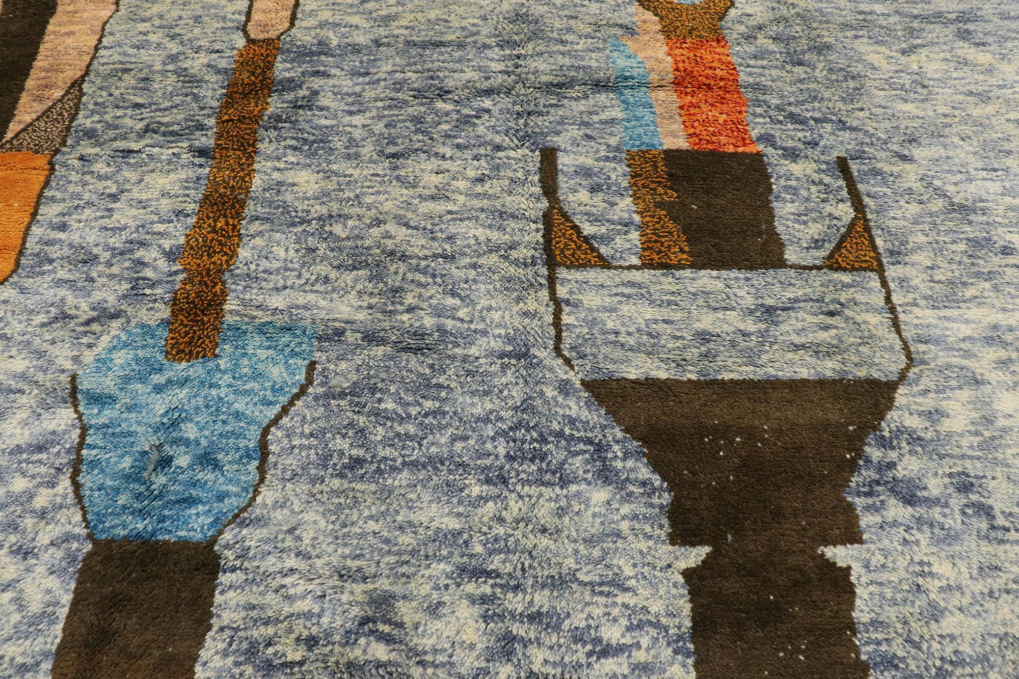 Abstract Expressionist Beni Mrirt Moroccan Rug Inspired by Paul Klee In New Condition For Sale In Dallas, TX