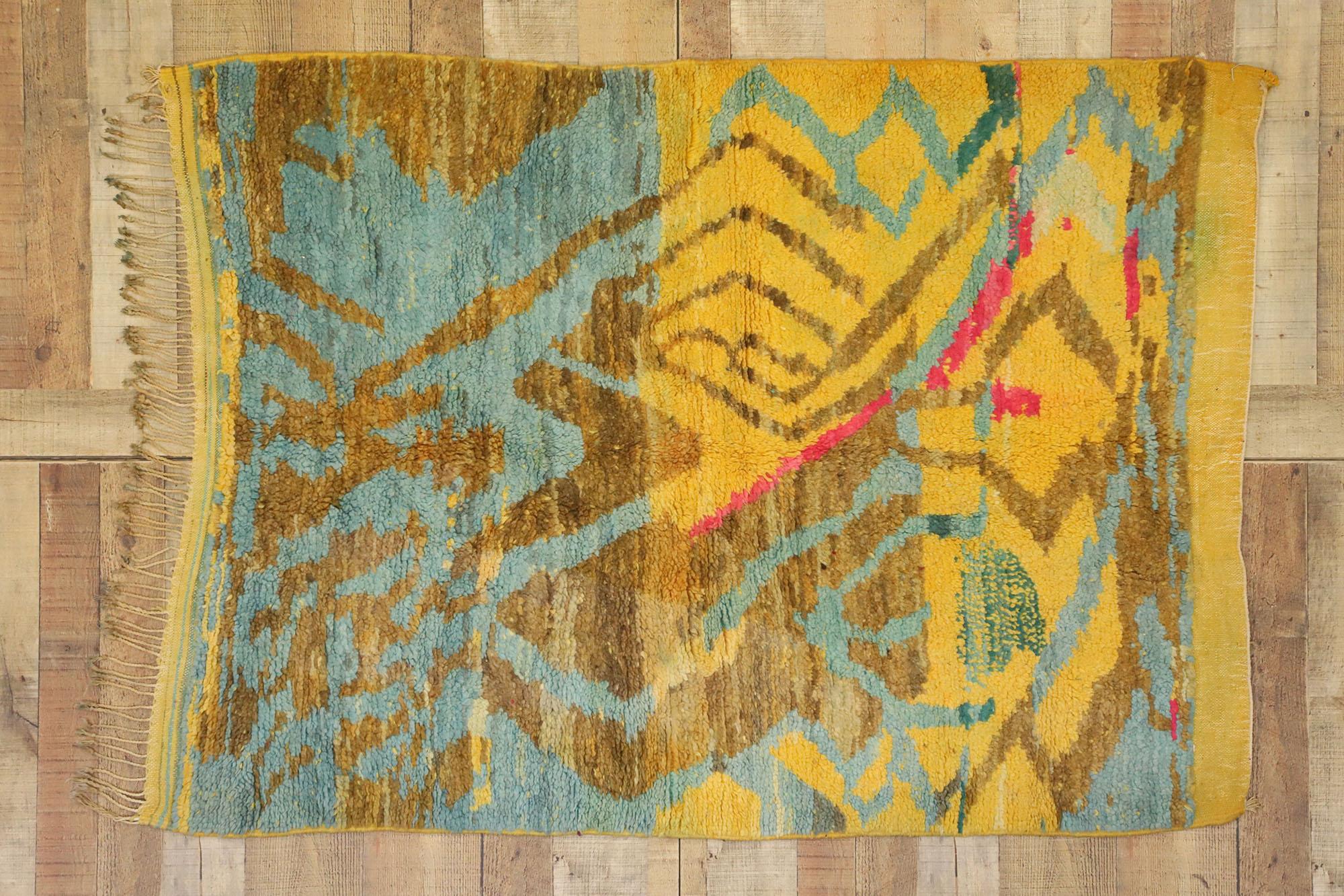 Nueva Alfombra Bereber Marroquí Contemporánea de Estilo Expresionista Abstracto Lana en venta
