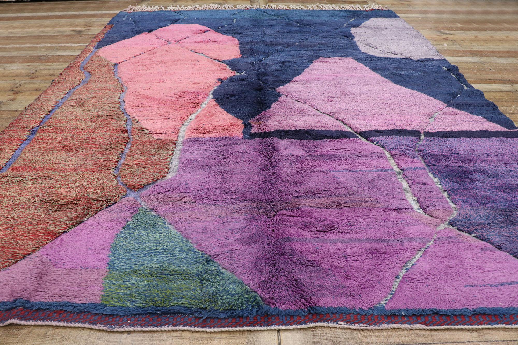 Contemporary Colorful Abstract Moroccan Rug, Abstract Expressionism Meets Nomadic Charm For Sale