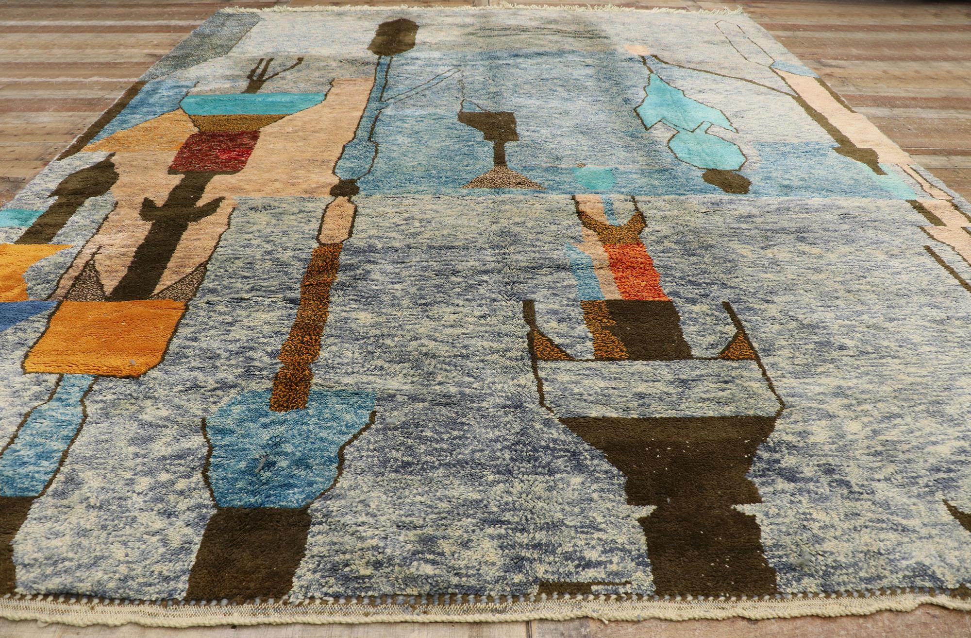 Marokkanischer Beni Mrirt-Teppich im abstrakten Expressionismus-Stil, inspiriert von Paul Klee im Angebot 1