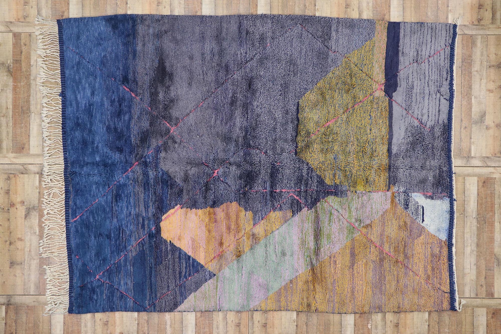 Laine Tapis marocain moderne abstrait Beni Mrirt inspiré par Paul Klee en vente