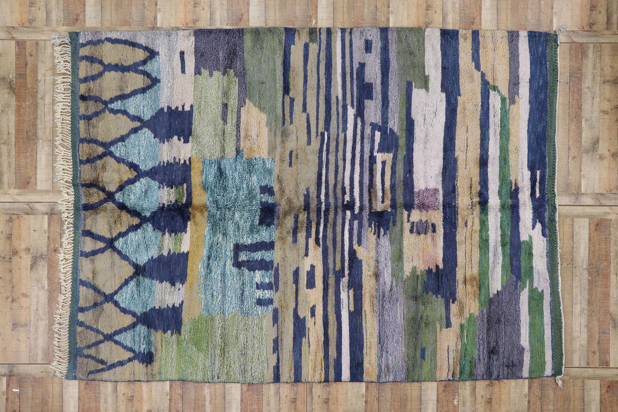 Laine Nouveau tapis berbère marocain contemporain de style expressionniste abstrait en vente