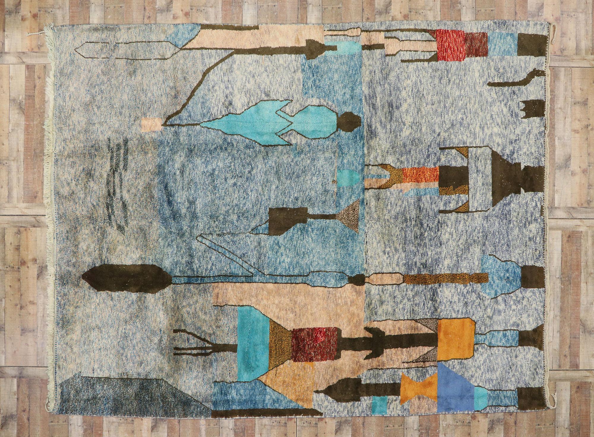 Abstract Expressionist Beni Mrirt Moroccan Rug Inspired by Paul Klee For Sale 2