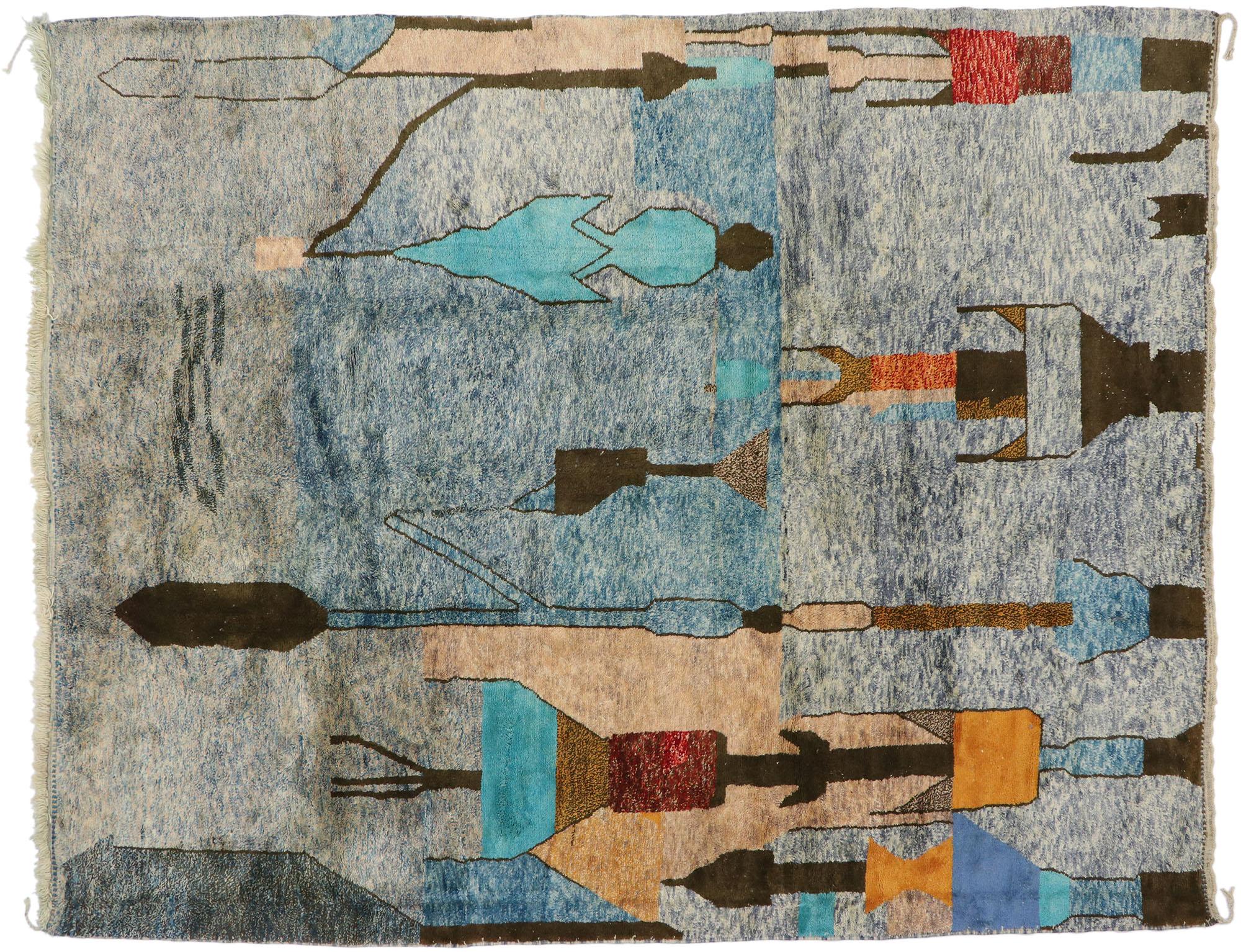 Abstract Expressionist Beni Mrirt Moroccan Rug Inspired by Paul Klee For Sale 1