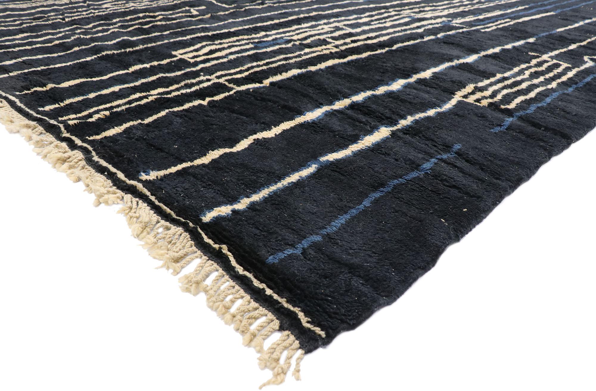 21646 New Contemporary Berber Moroccan rug with Bauhaus Style 09'10 x 13'11. Showcasing a bold expressive design, incredible detail and texture, this hand knotted wool contemporary Berber Moroccan rug is a captivating vision of woven beauty. The