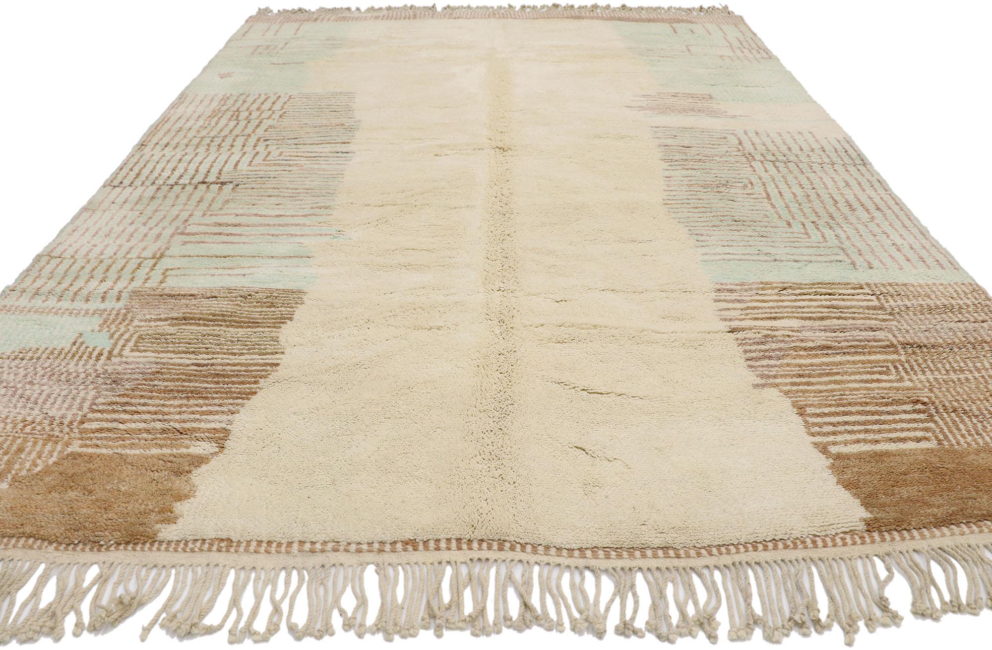 Hand-Knotted New Contemporary Berber Moroccan Rug with Bauhaus Style For Sale