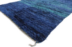 Blue Berber Moroccan Rug, Modern Boho Chic Style Meets Abstract Expressionism