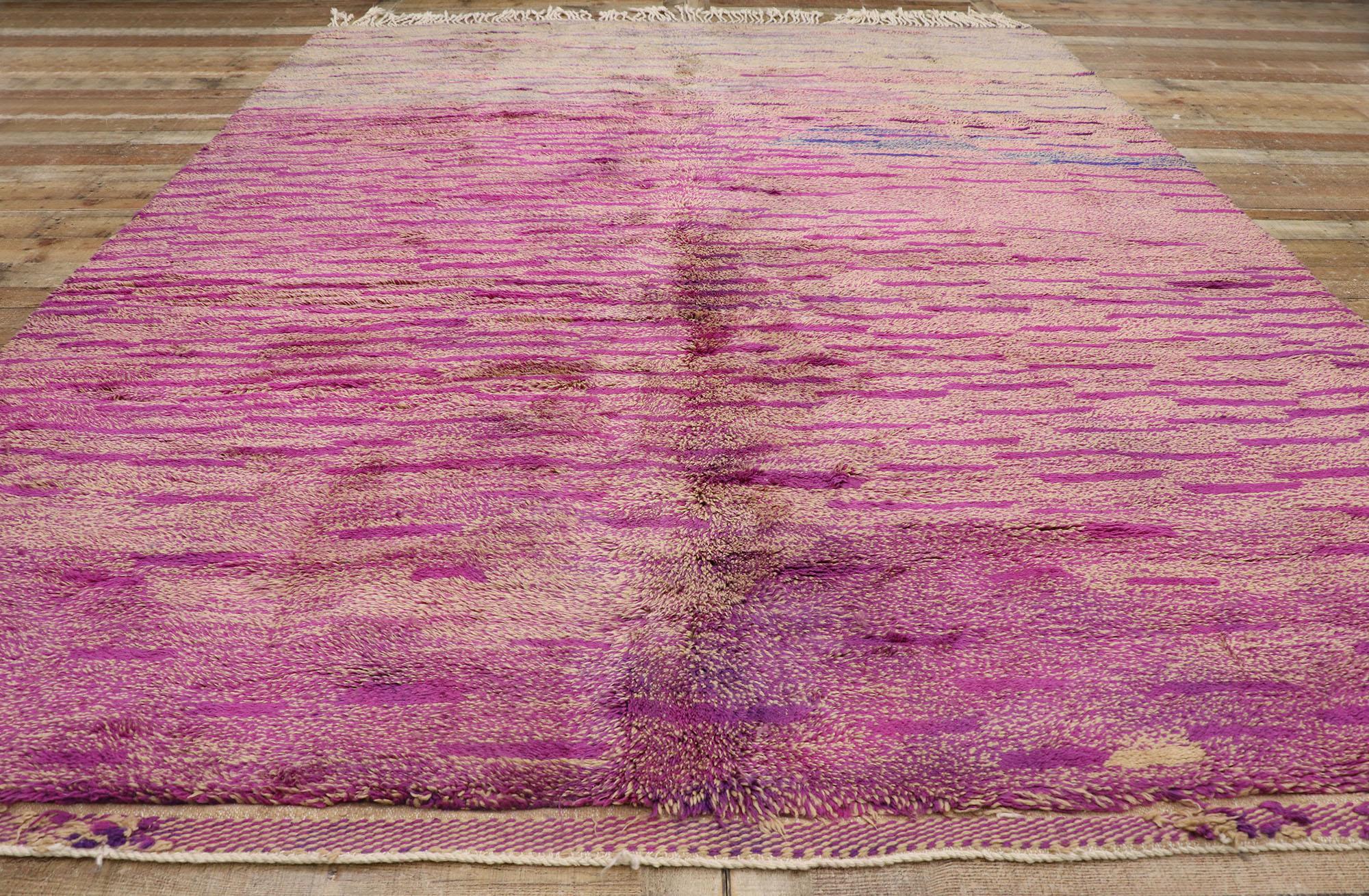 Large Pink Abstract Moroccan Rug, Bohemian Rhapsody Meets Abstract Expressionism For Sale 1