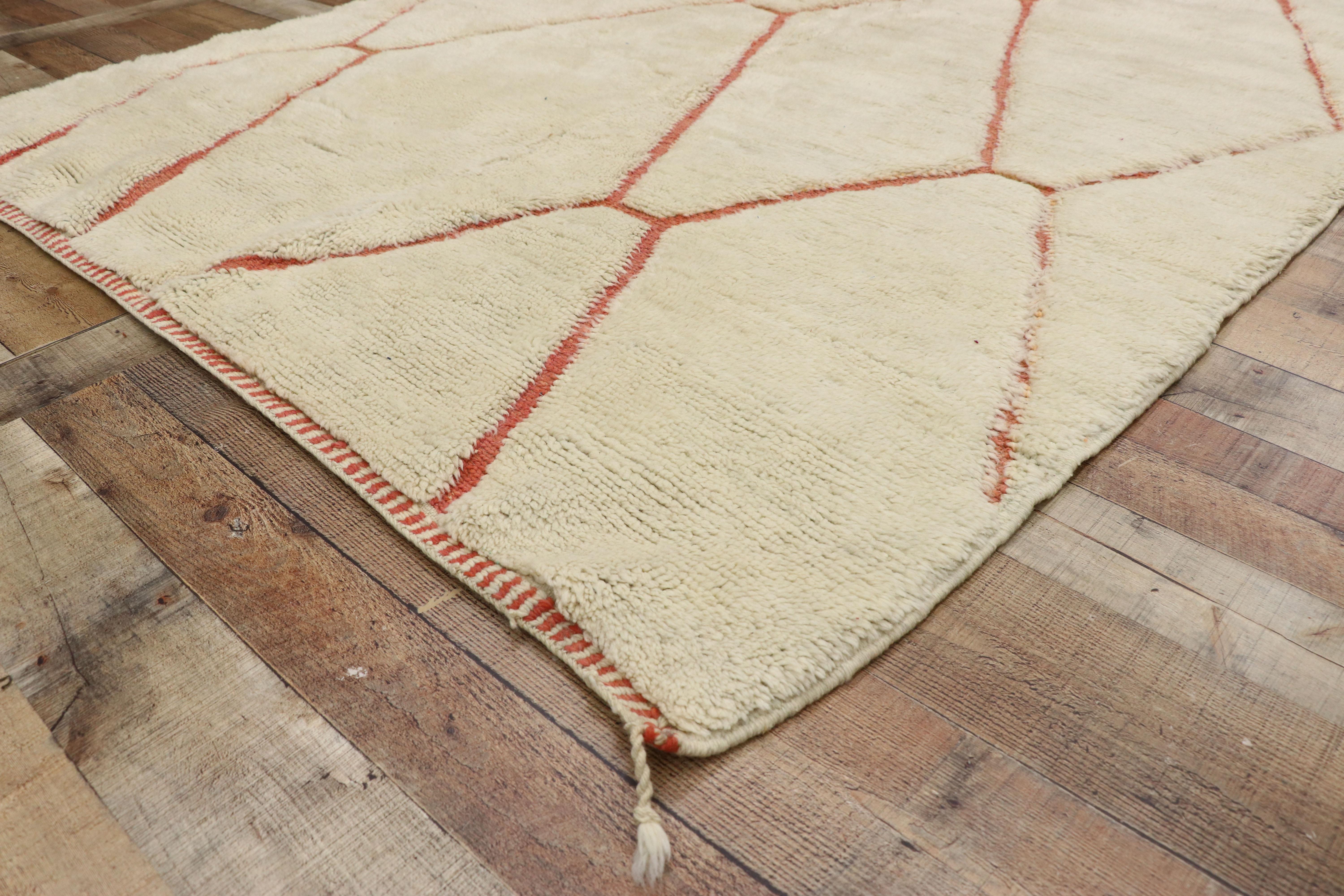 Hand-Knotted New Contemporary Berber Moroccan Rug with Cozy Hygge Vibes and Modern Style For Sale
