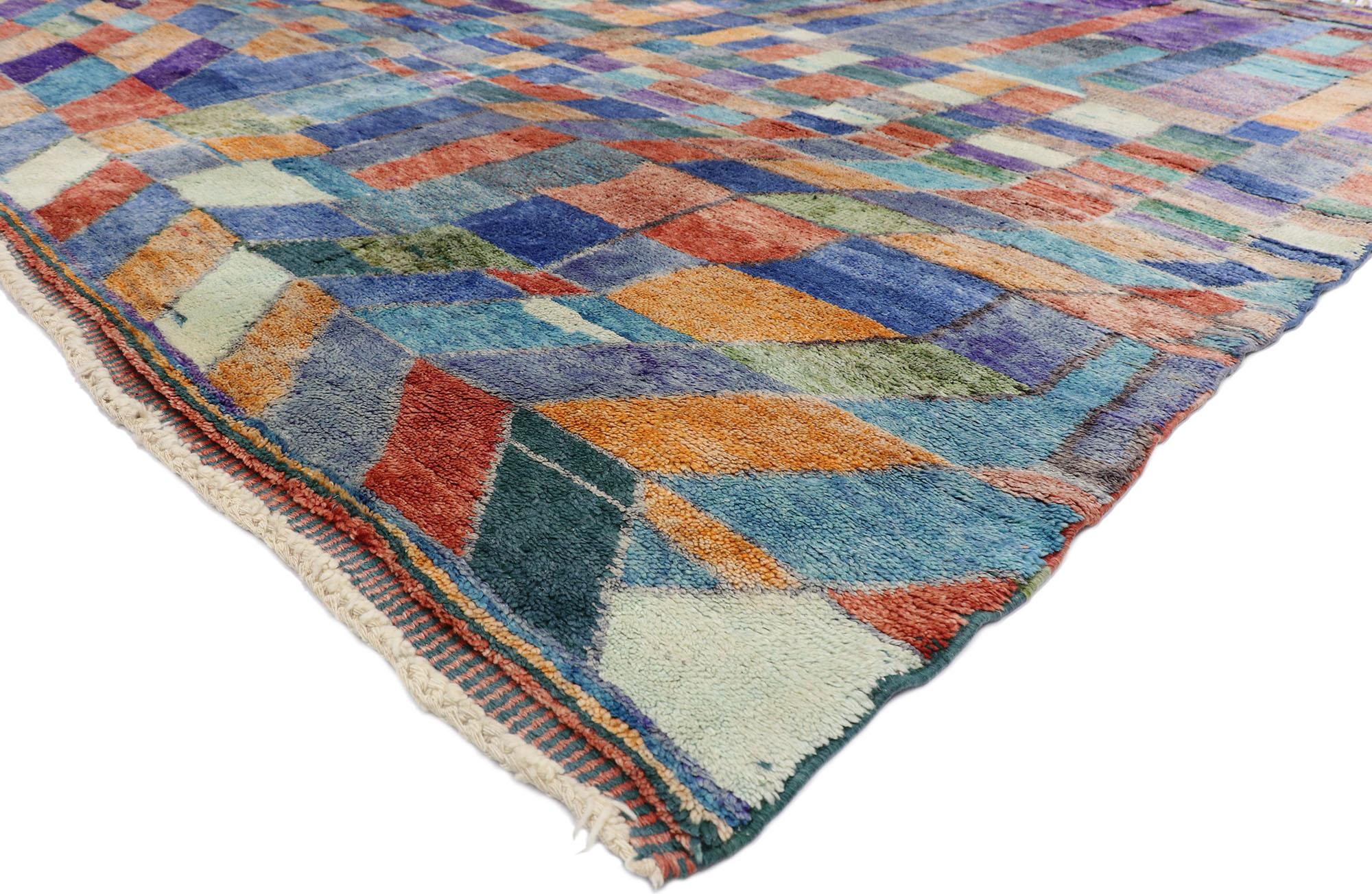 21171 New Modern Beni Mrirt Moroccan Rug, 10'01 x 12'03. A triumph of artisan vision and cultural legacy, this hand-knotted wool Beni Mrirt Moroccan rug is a one-of-a-kind masterpiece of artistic brilliance and symbolic richness. Woven high in the