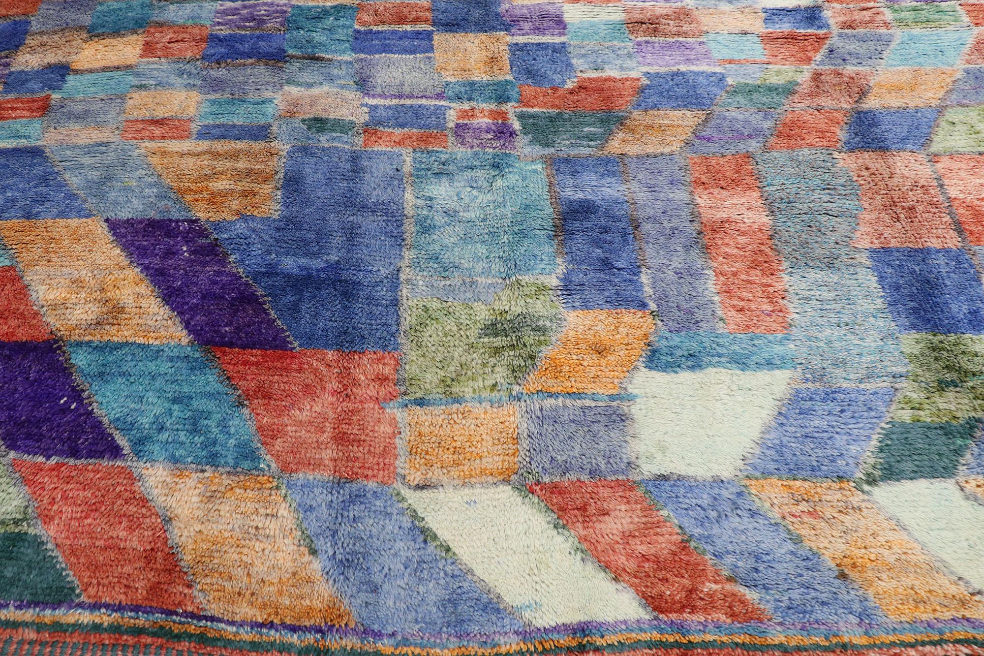 Hand-Knotted New Contemporary Beni Mrirt Moroccan Carpet with Expressionist Style For Sale