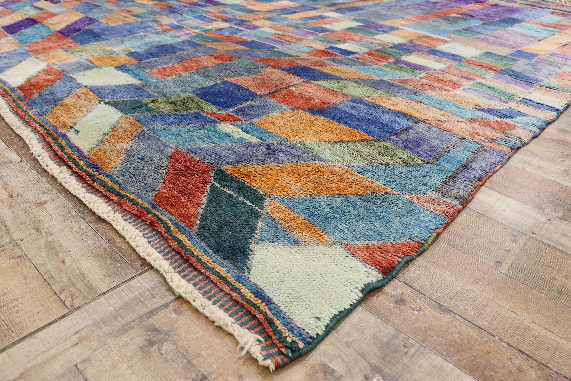 Wool New Contemporary Beni Mrirt Moroccan Carpet with Expressionist Style For Sale