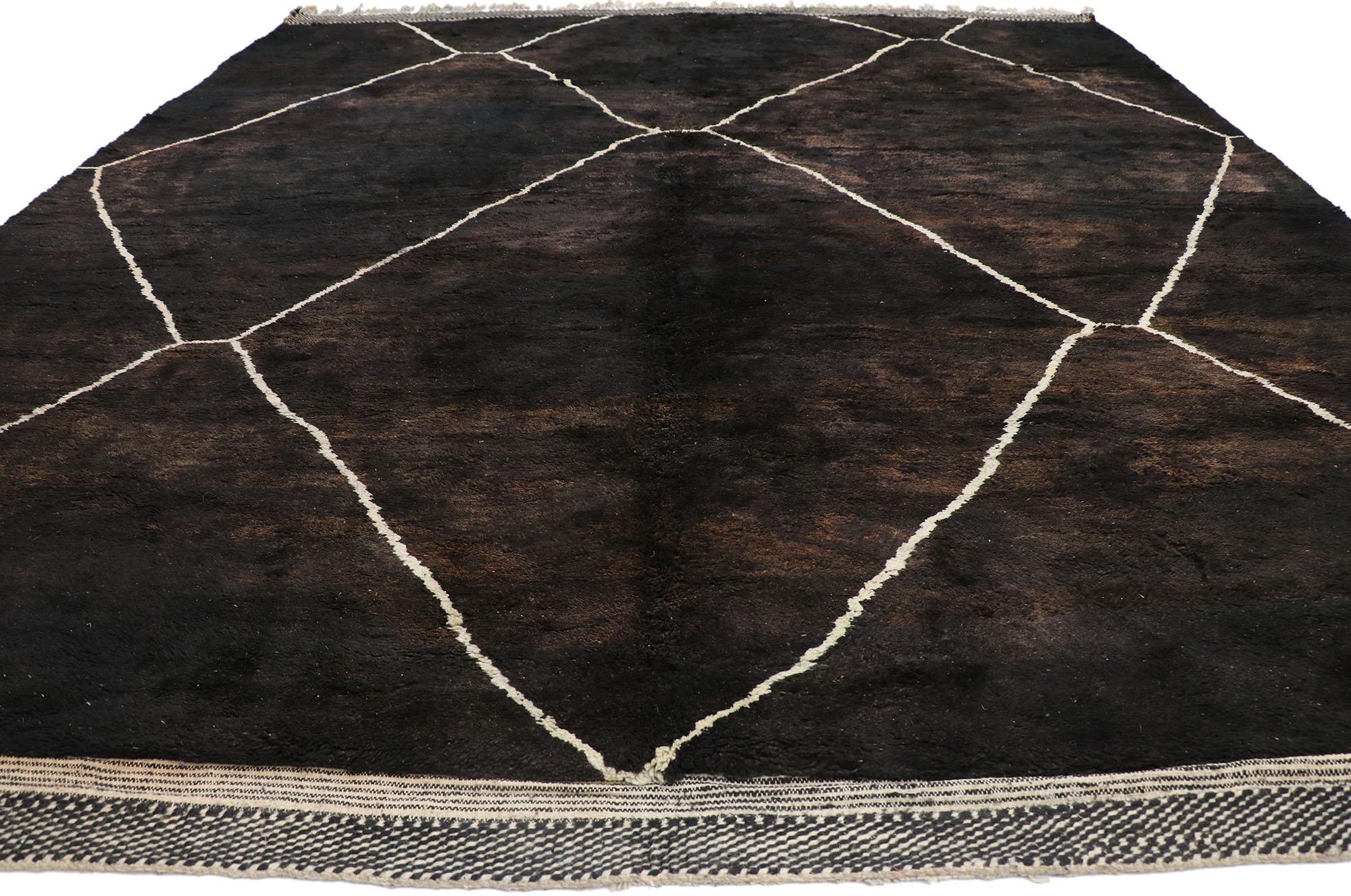Modern Large Authentic Berber Moroccan Rug, Earth-Tone Elegance Meets Rustic Luxe For Sale