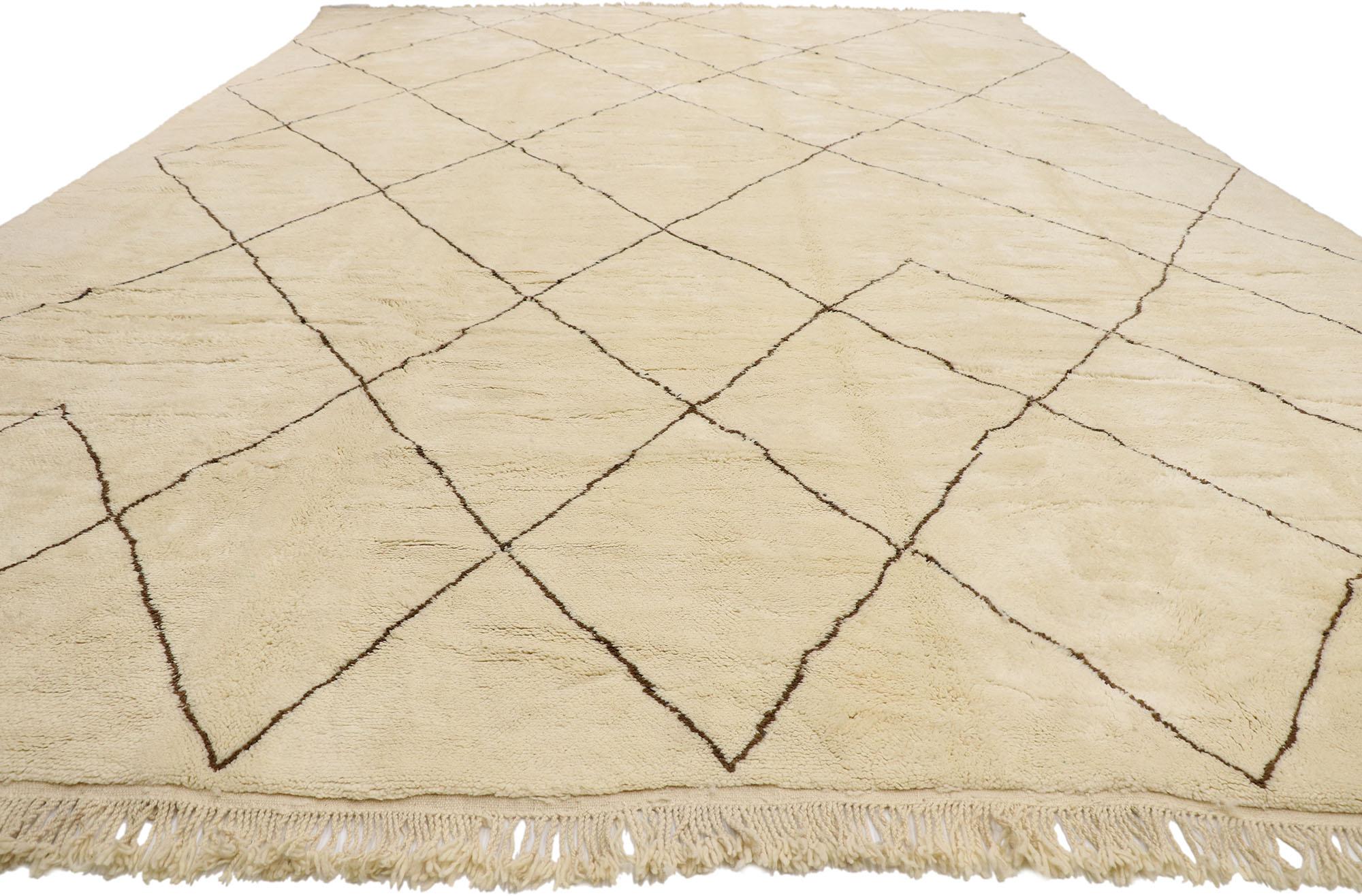 Hand-Knotted New Contemporary Berber Moroccan Rug with Mid-Century Modern Style