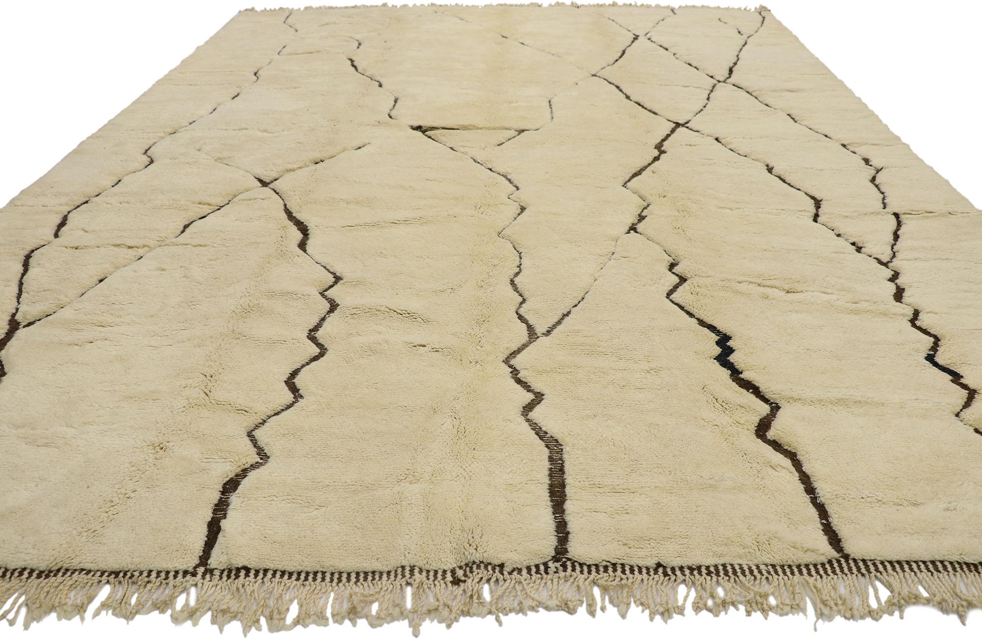 Hand-Knotted New Contemporary Berber Moroccan Rug with Mid-Century Modern Style For Sale