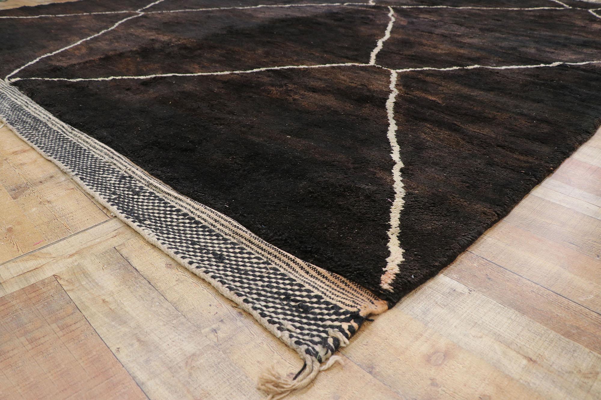 Contemporary Large Authentic Berber Moroccan Rug, Earth-Tone Elegance Meets Rustic Luxe For Sale