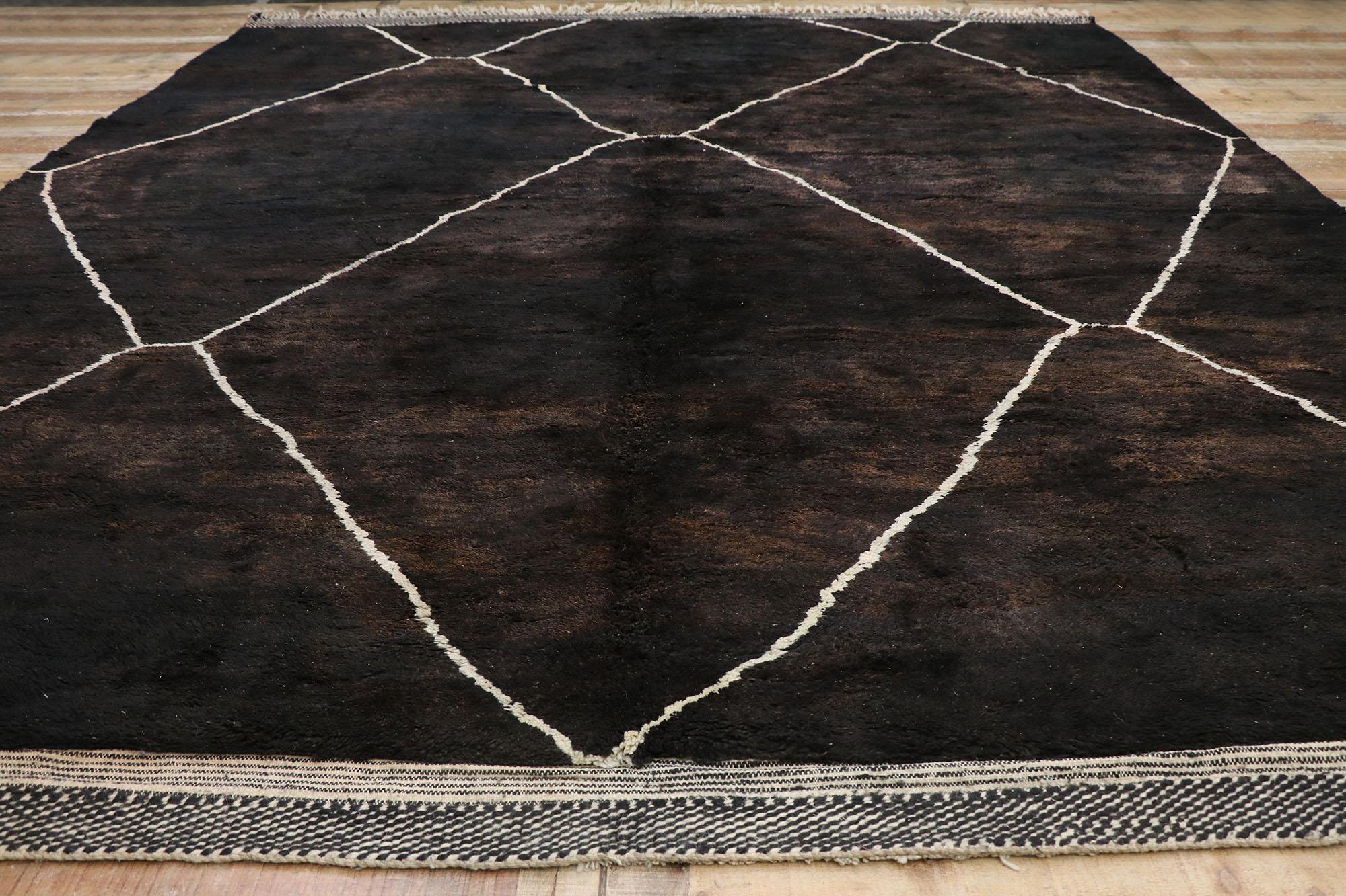 Wool Large Authentic Berber Moroccan Rug, Earth-Tone Elegance Meets Rustic Luxe For Sale