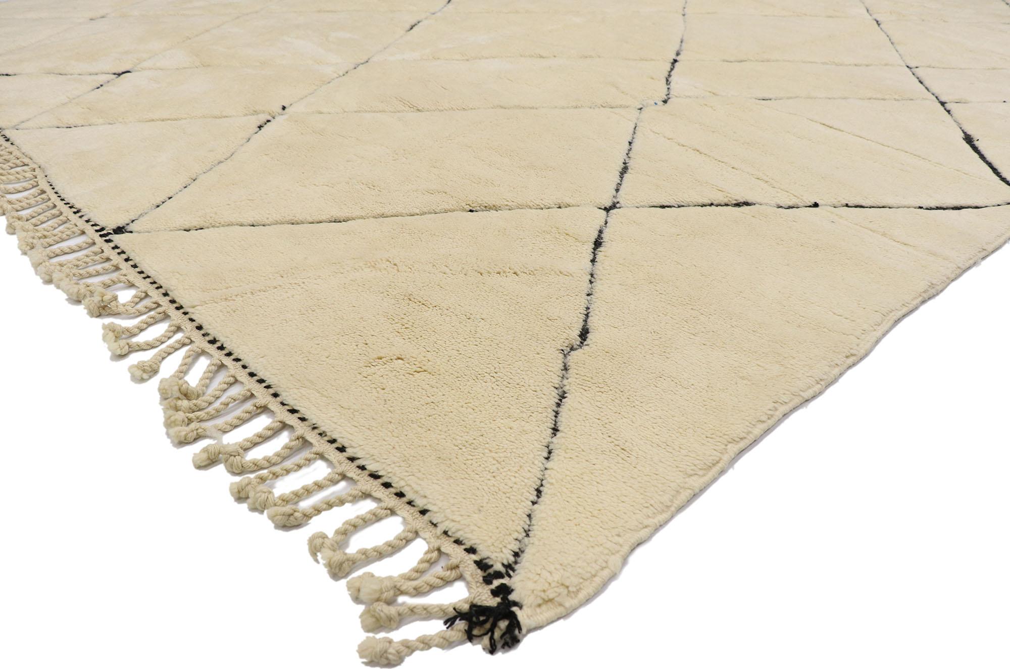 21175 New Contemporary Berber Moroccan rug with Minimalist Hygge Style 09'02 x 11'08. With its simplicity, plush pile and Hygge vibes, this hand knotted wool contemporary Moroccan rug provides a feeling of cozy contentment without the clutter. It